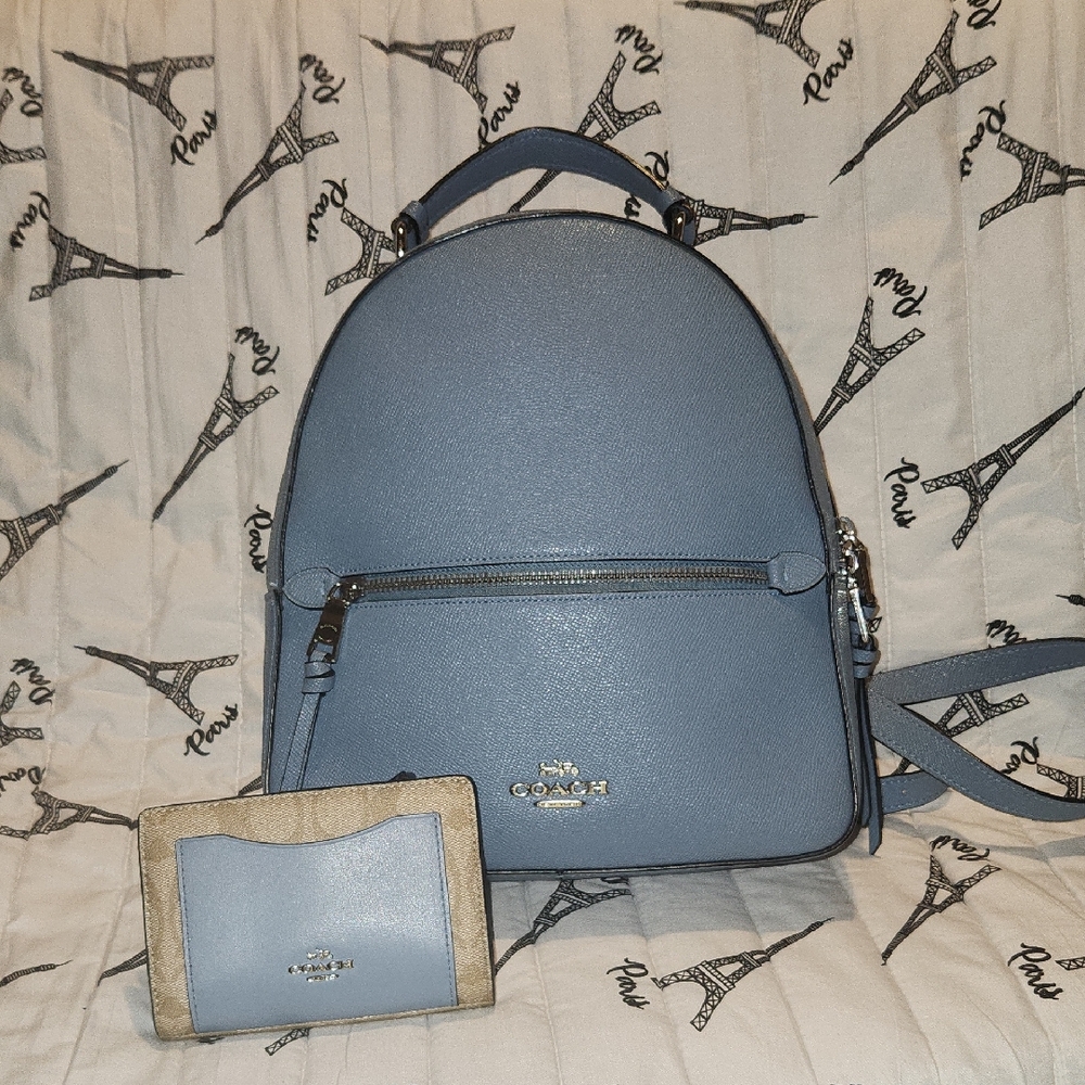 Coach Slate Blue Backpack with Wallet